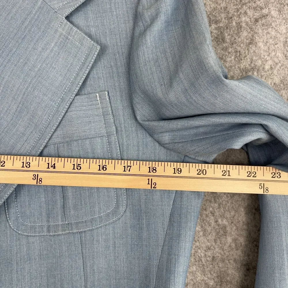 VTG Mancillas‎ Blazer Sport Coat Mens 41L Blue Herringbone Disco Retro Western